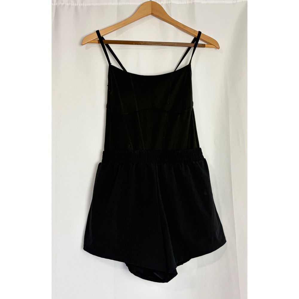 Victoria's Secret PINK Women Black Corset Style Active Romper Shorts Large